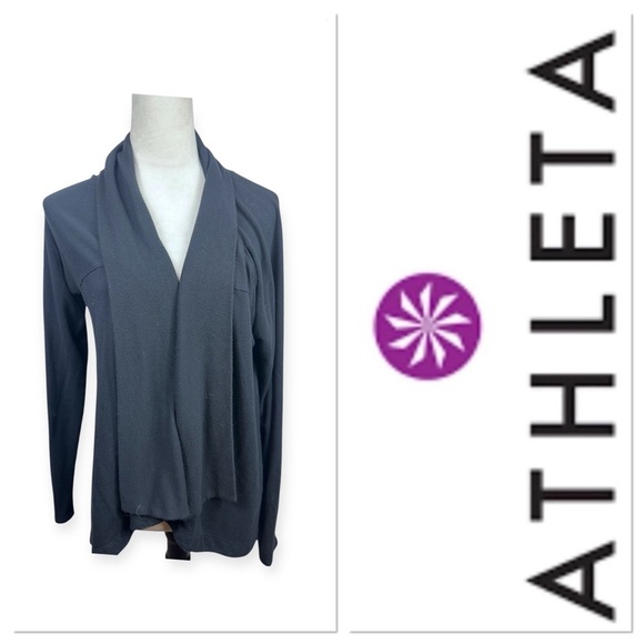 Athleta black open front sweater/jacket/wrap size medium - Picture 1 of 6